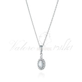 שרשרת כסף זרקון אובאלי מוקף זרקונים 10X7 מ"מ